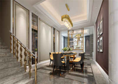 简欧餐厅 餐桌椅 吊灯